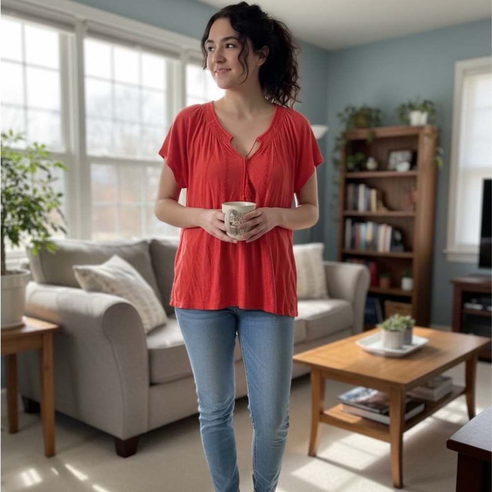 Lauren Ralph Lauren Women's Red Short Sleeve Top